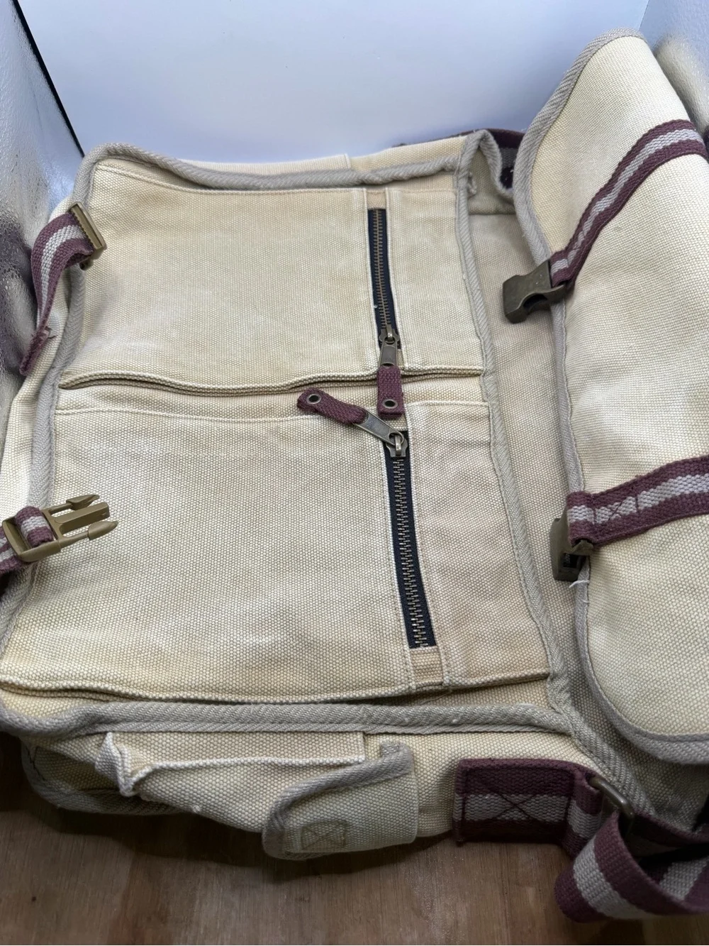 Vintage Gap Canvas Messenger Bag Cream Crossbody Laptop Book Bag